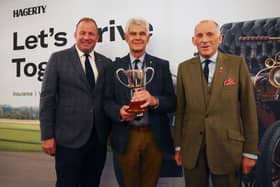 Acknowledging the foresight of Wolfgang Presinger (centre) pioneering a fully de-carbonised fuel on the 2022 RM Sotheby’s London to Brighton Run, he was presented with a special Hagerty Achievement Award at the pre-event Participants’ Reception held at the Royal Automobile Club on the eve of the start