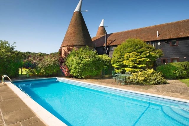The Oast is an immaculately presented and beautifully positioned double roundel oast house, which is understood to have been converted in 1987. Having been completely refurbished by the current owners. To the rear of the garden is a pool area which is enclosed and well kept with a heated swimming pool and pool shed.
The property is on the market with Savills - Cranbrook for £1,650,000.