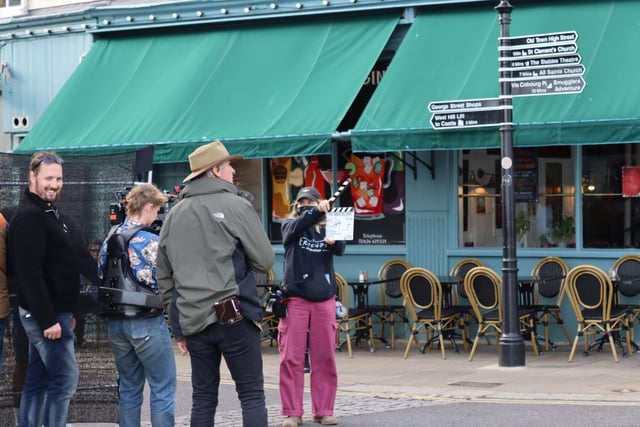 Film crews were in Hastings on Friday. Picture by Kevin Boorman