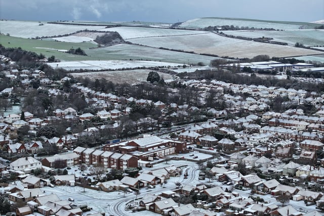 Snow in Worthing on the afternoon of January 8, 2024, following a morning spell of snow that cleared quickly