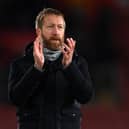 Graham Potter acknowledges the fans after the Premier League match between Southampton and Brighton & Hove Albion at St Mary's Stadium on December 04, 2021 in Southampton, England. (Photo by Mike Hewitt/Getty Images)