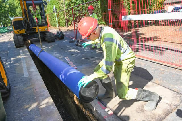 South East Water worker replacing a pipe