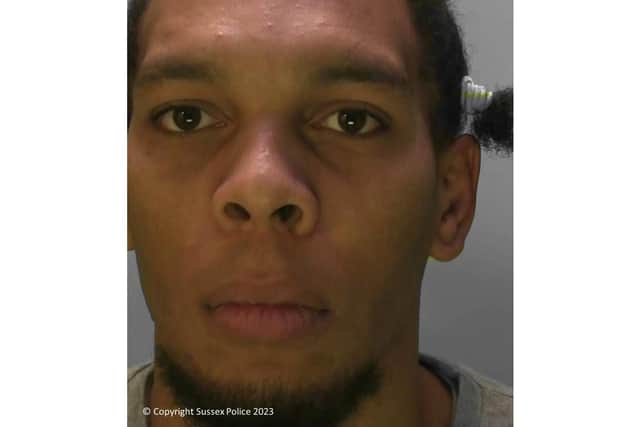 Simeon Harry, 35, of no fixed address, pleaded guilty to controlling and coercive behaviour – spanning 18-months – and threatening another person with a knife in a private place, police said.  Photo: Sussex Police