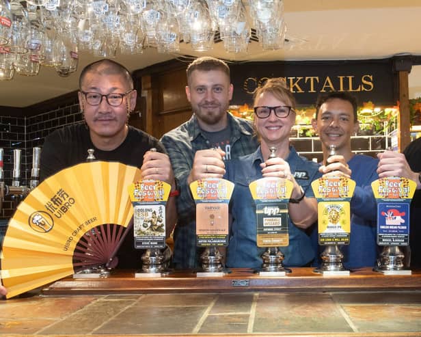 The overseas brewers are from China, Singapore, Ukraine, USA and Denmark - and it is the first time The Jubilee Oak has served a cask ale from Singapore and Ukraine. Picture by Gill Evans