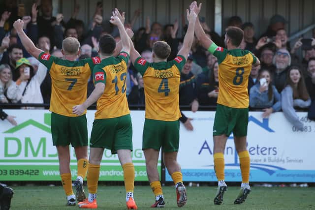 Horsham enjoy their win over Dorking Wanderers | Picture by Natalie Mayhew - ButterflyFootball