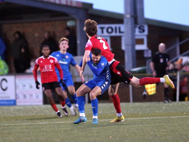 Action from Worthing's 2-0 National South win at Eastbourne Borough