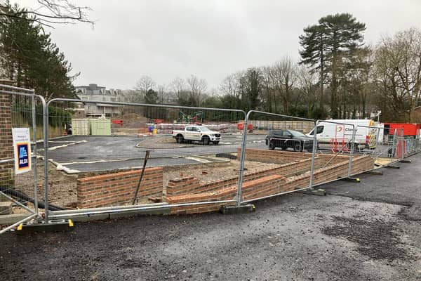 The new Aldi supermarket in Albion Way, Horsham, is still under construction