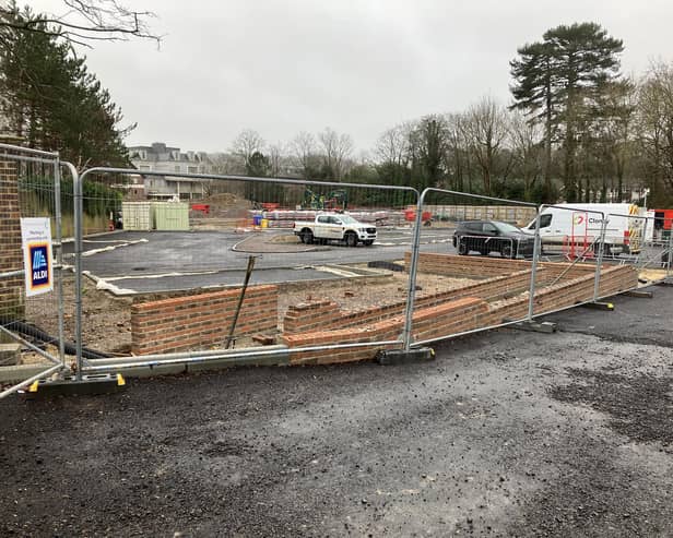 The new Aldi supermarket in Albion Way, Horsham, is still under construction