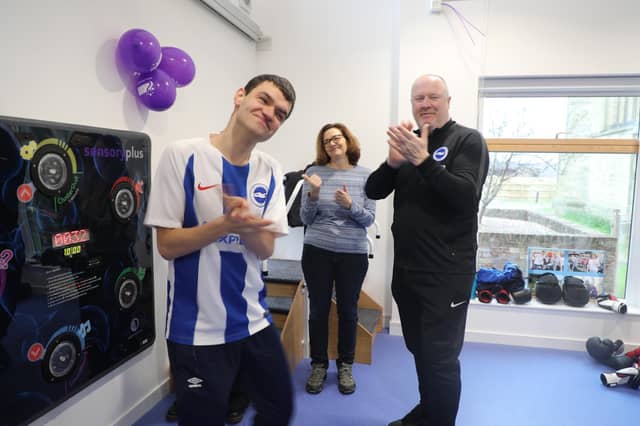 Brighton and Hove Albion star visits gym at Sussex children's charity