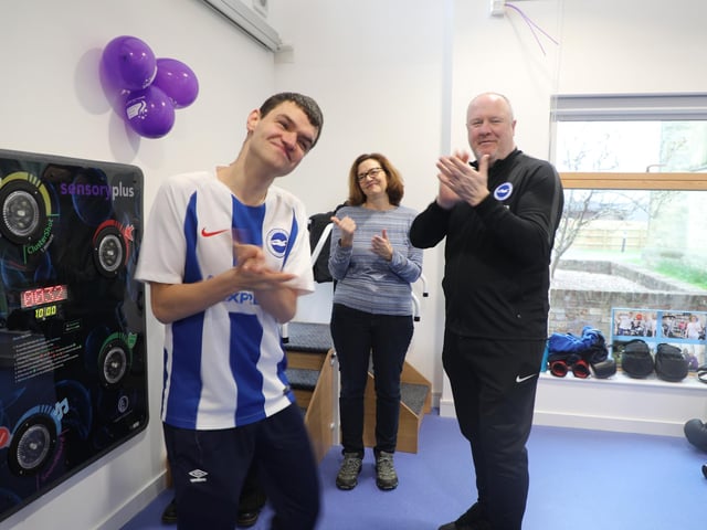 Brighton and Hove Albion star visits gym at Sussex children's charity