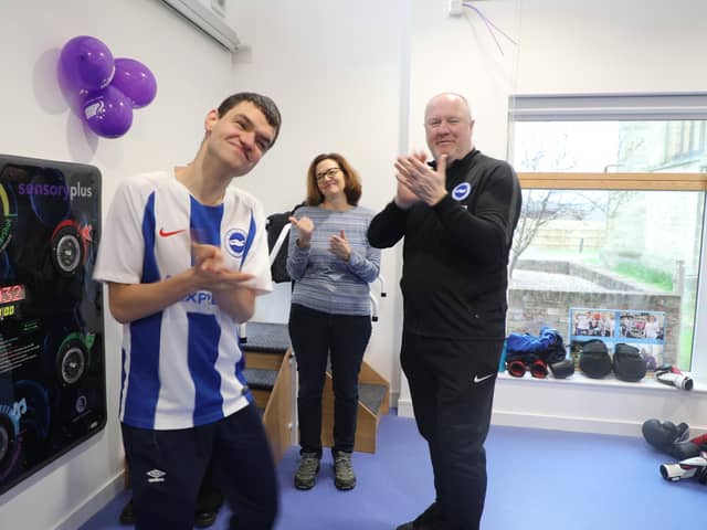 Brighton and Hove Albion star visits gym at Sussex children's charity