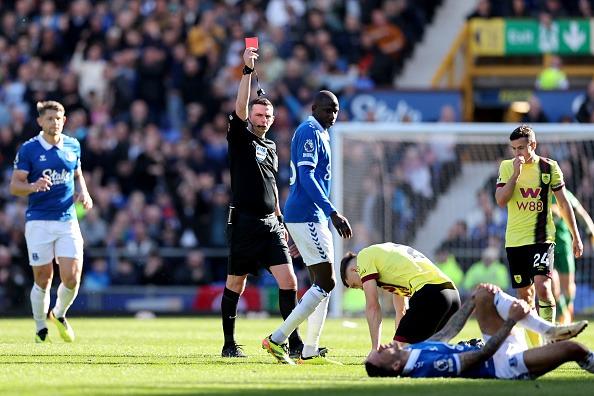 The Burnley man is suspended after his red against Everton