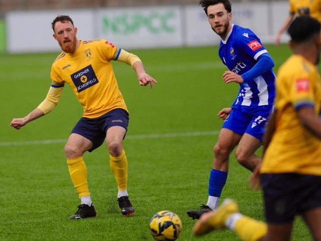 Action from Lancing FC's 1-0 home loss to East Grinstead Town in the Isthmian south east division