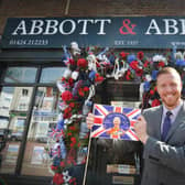 Bexhill businesses getting ready for the Coronation weekend. Darren Raper at Abbott & Abbott.