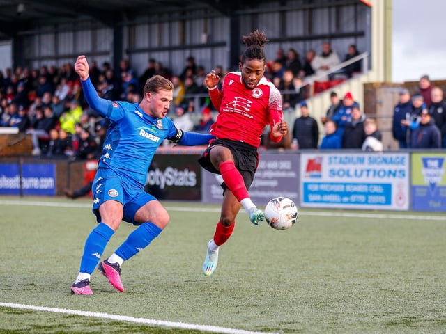 Action from Eastbourne Borough's 2-0 home loss to Worthing in National South