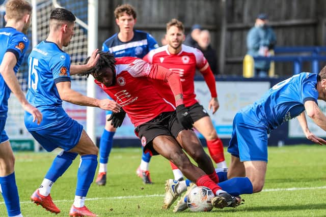 Eastbourne Borough in action at Chippenham in the season just ended - and there will be plenty of long trips west for them in 2023-24 | Picture: Lydia Redman