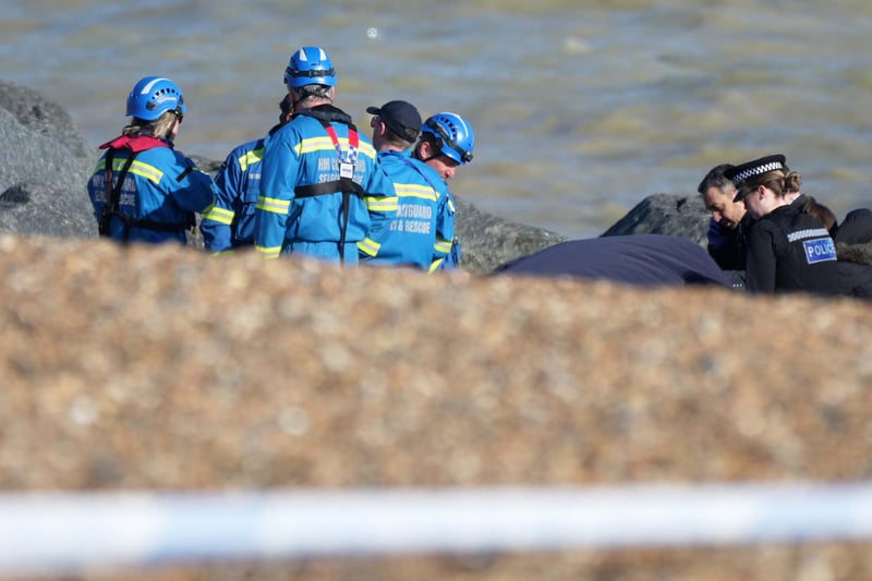 HM Coastguard Search and Rescue and police have been spotted at Lancing on Friday afternoon, March 29