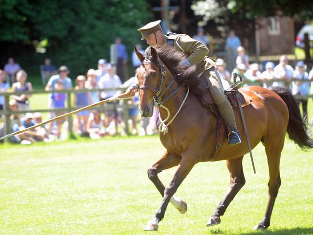 Demonstrating the duty of the war horse by a member of the 16th Lancer display troop