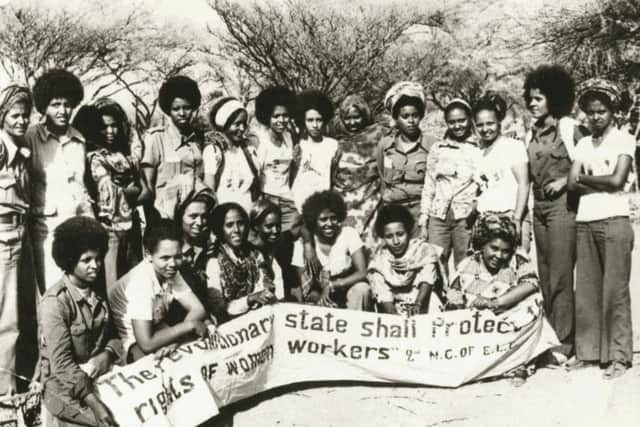 A group of Eritrean women protesting for female workers rights