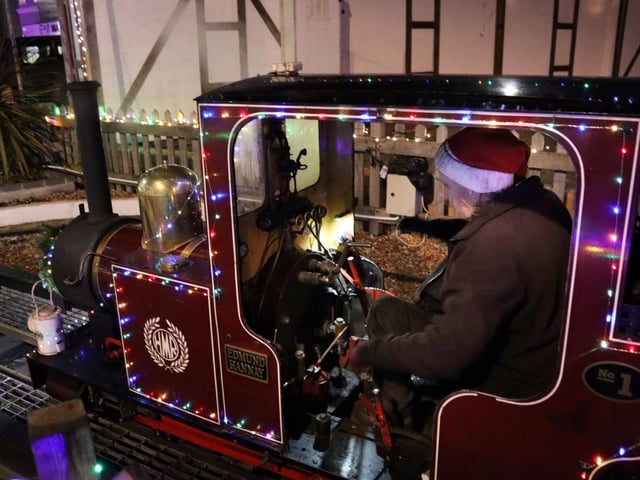 Hastings Miniature Railway Christmas light train. Photo by Kevin Boorman.