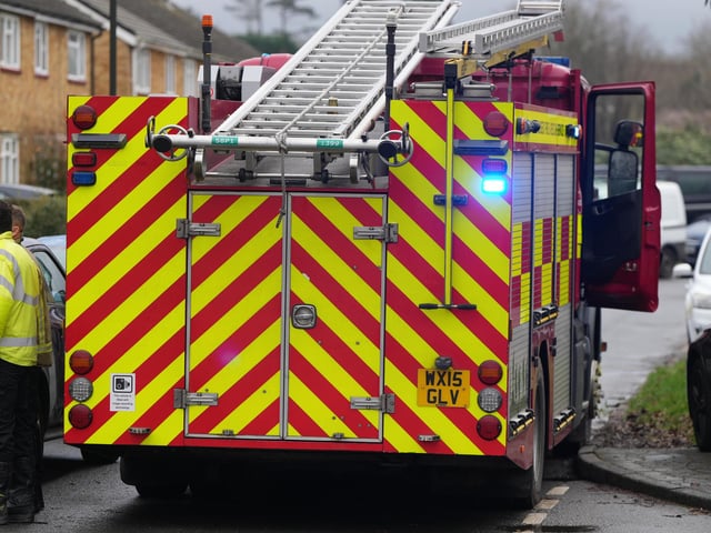 A fire engine in Shipley Road, Ifield, on Tuesday, December 31