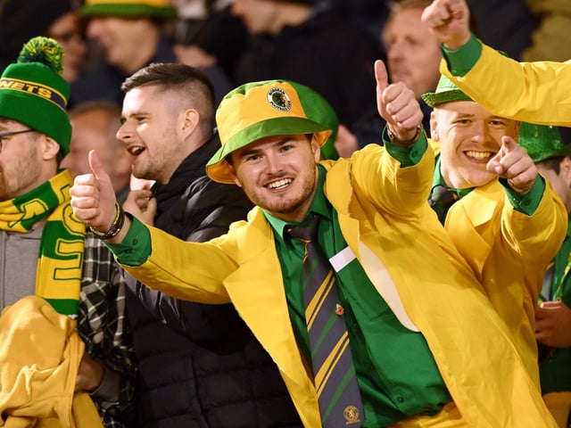 Horsham fans celebrating after the Emirates FA Cup First Round match between Barnsley and Horsham at Oakwell Stadium.