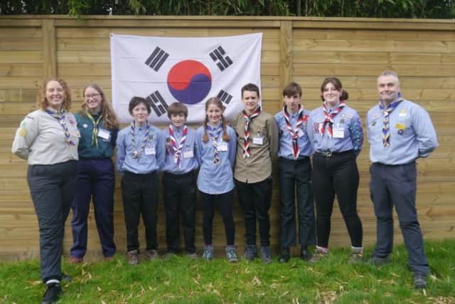 Erin Sprules, centre, with the Adur Valley District contingent for the 25th World Scout Jamboree in South Korea in 2023