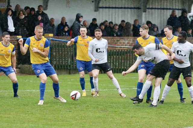 Eastbourne United in recent action versus neighbours Town | Picture: Joe Knight