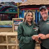 Ree Khan (PR Lead) & Colin Jaggers (Managing Director) with Knockhatch Adventure Park's award. Photo: contributed