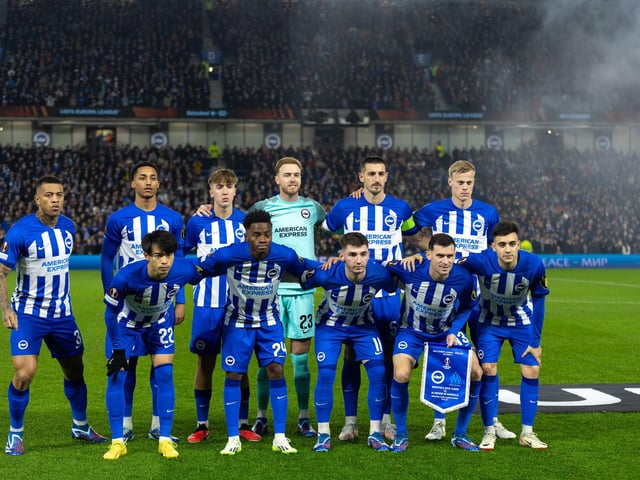 Action and crowd shots from Brighton and Hove Albion's Europa League clash with Marseille at the American Express Stadium.