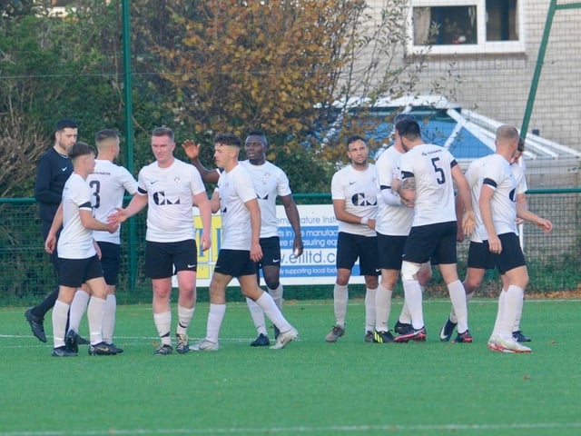 Action from Steyning Town v Eastbourne United. Picture by Stephen Goodger