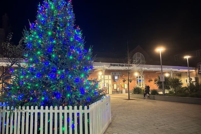 Bognor Regis railway station features a huge Christmas tree this year.