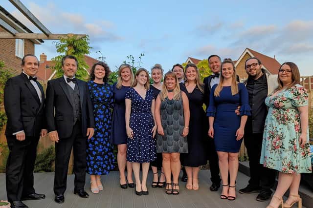 Members of the Burgess Hill Musical Theatre Society who performed after dinner.