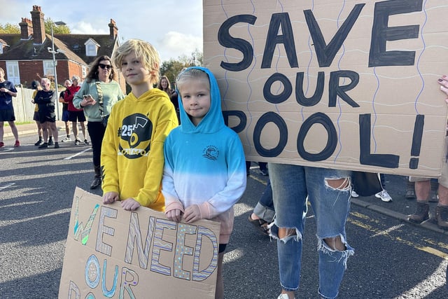 Young protestors at a demonstration on October 22, 2022 calling for the pool at Rye Sports Centre to remain open. Picture by Kt Bruce