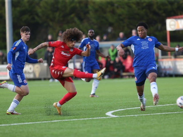 Action from Worthing FC's 3-2 win at home to Welling in the National League South
