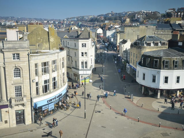 Veiw over Hastings town centre.