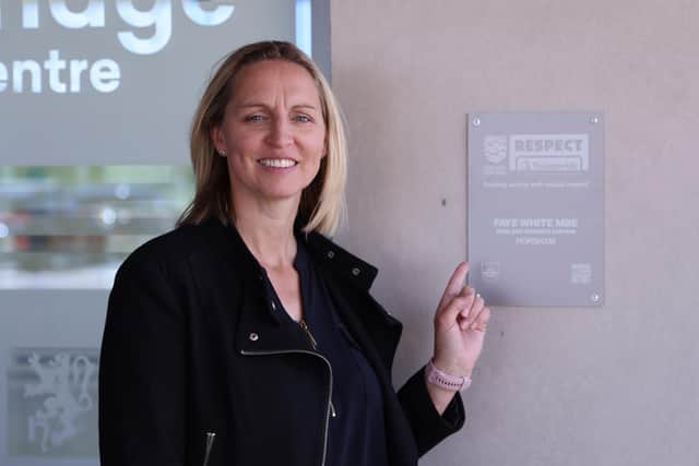 Former England women’s captain, Faye White MBE, was honoured with a plaque located in Broadbridge Heath, as Nationwide Building Society and England Football celebrated ‘Where Greatness Is Made’ campaign at The Bridge Leisure Centre