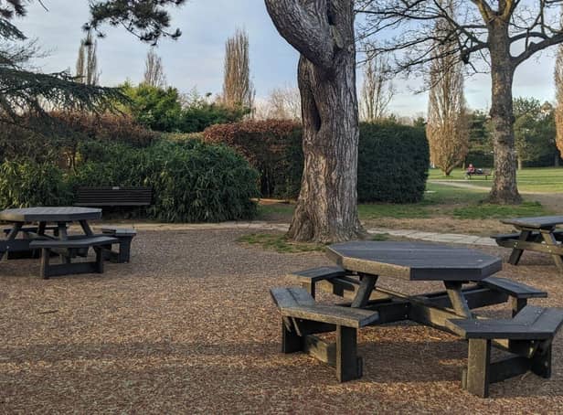 The newly-refurbished picnic area in Horsham Park