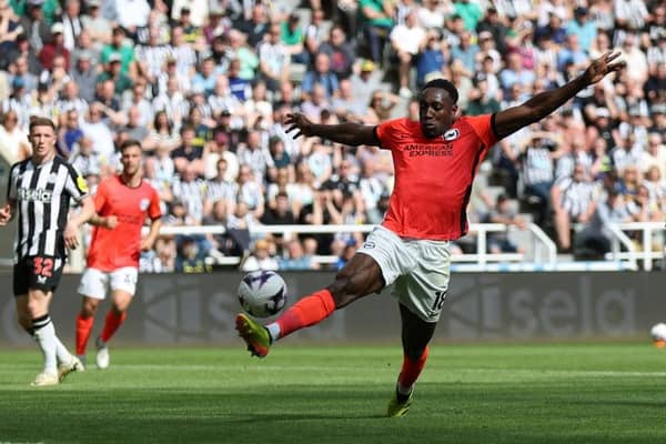 NEWCASTLE UPON TYNE, ENGLAND - MAY 11: Danny Welbeck of Brighton & Hove Albion controls the ball during the Premier League match between Newcastle United and Brighton & Hove Albion at St. James Park on May 11, 2024 in Newcastle upon Tyne, England. (Photo by George Wood/Getty Images)