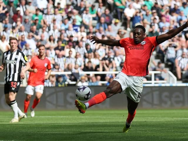 NEWCASTLE UPON TYNE, ENGLAND - MAY 11: Danny Welbeck of Brighton & Hove Albion controls the ball during the Premier League match between Newcastle United and Brighton & Hove Albion at St. James Park on May 11, 2024 in Newcastle upon Tyne, England. (Photo by George Wood/Getty Images)