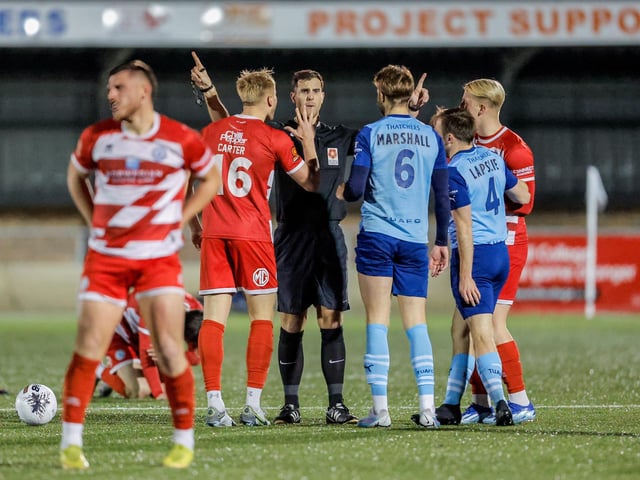 Action from Eastbourne Borough's home defeat by Torquay United in National League South