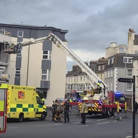 Fire and ambulance services at the scene.