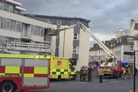 Fire and ambulance services at the scene.