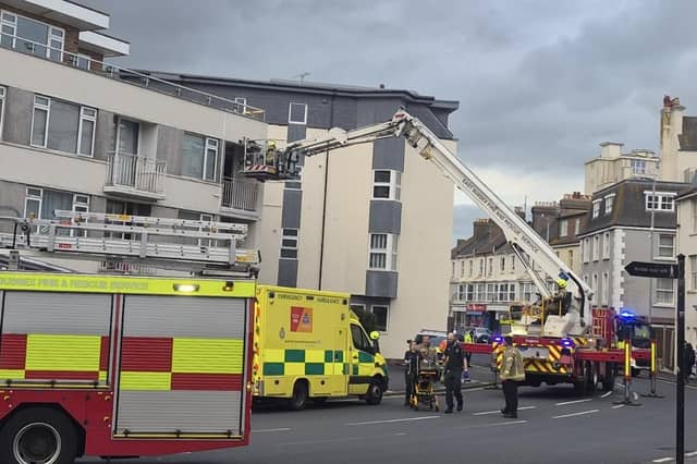 Fire and ambulance services at the scene.