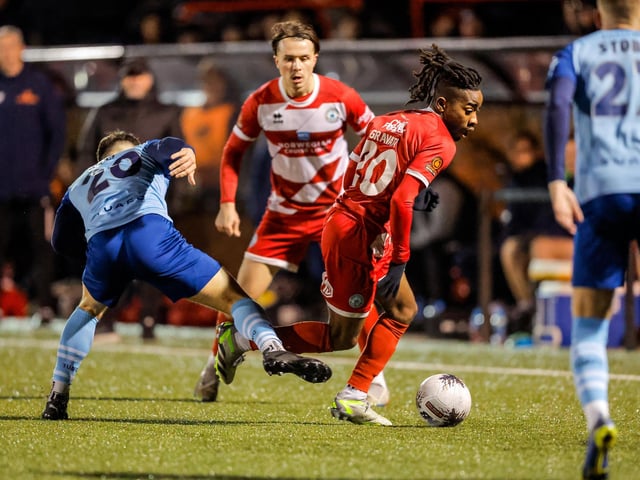 Action from Eastbourne Borough's home defeat by Torquay United in National League South