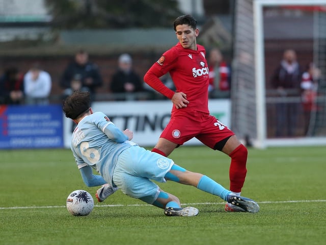 Worthing v Eastbourne Borough in action at Woodside Road on Boxing Day