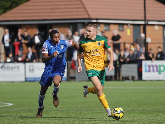 Action from Horsham's 2-0 home defeat to Bishop's Stortford in the Isthmian Premier on Saturday
