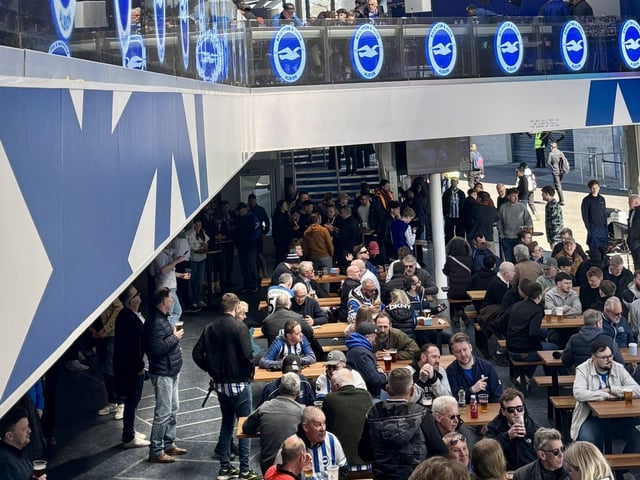 Brighton fans enjoy The Terrace prior to kick-off