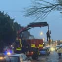 Fire crews remove a fallen branch in Pilgrims Terrace, Worthing.