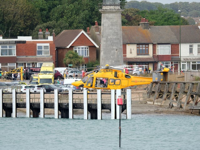 Emergency services at Kingston Beach, Shoreham